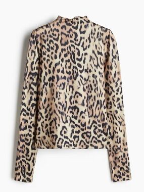 H&M Divided Leopard Print Long Sleeve Top - Beige & Black